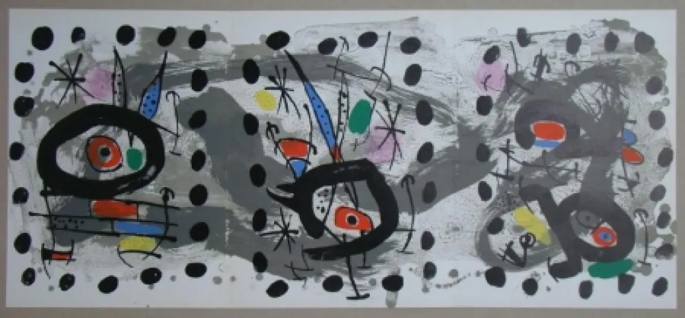 石版画 Miró - Oiseau solaire, oiseau lunaire, étincelles