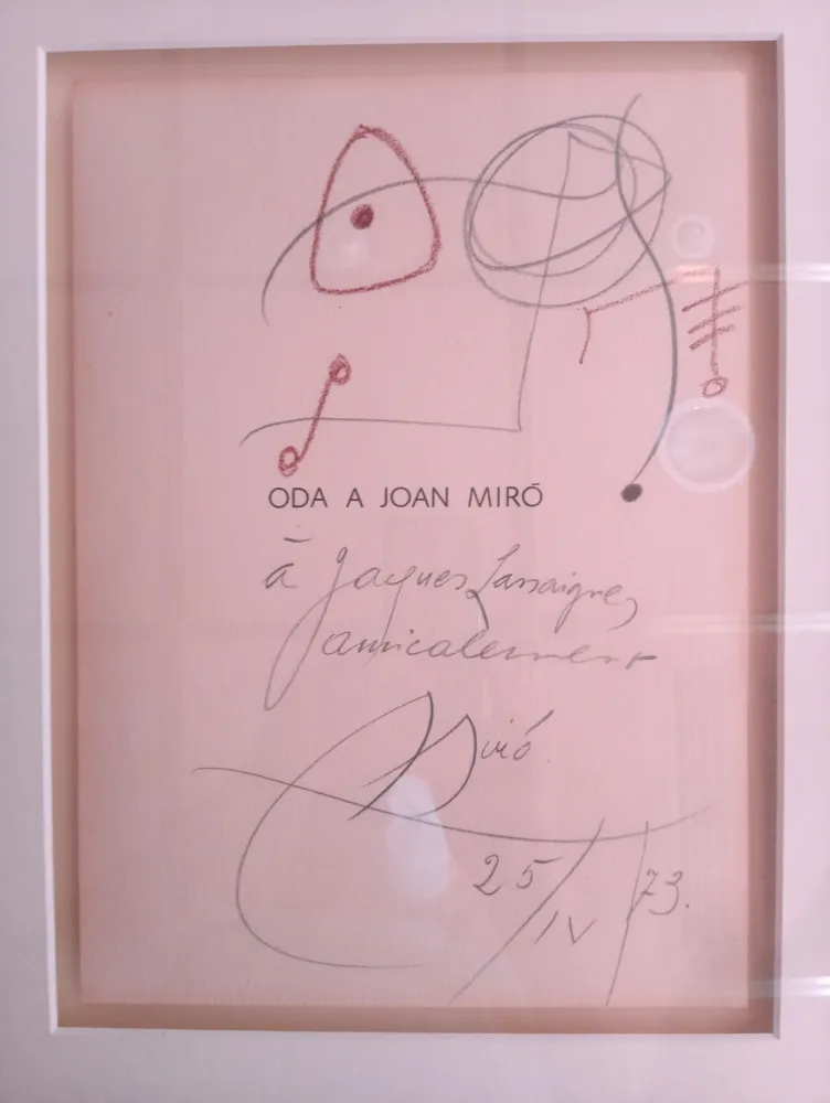 无技术 Miró - Original drawing dedicated to Jacques Lassaigne (with COA)