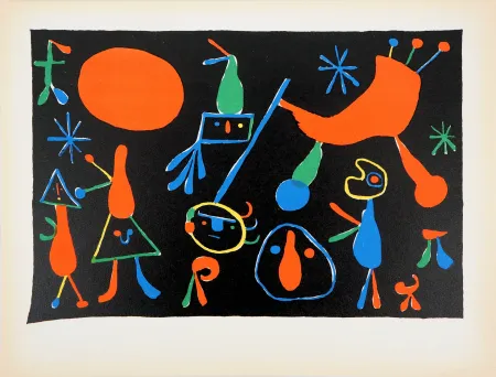 镂版印刷 Miró - Personnages dans les étoiles