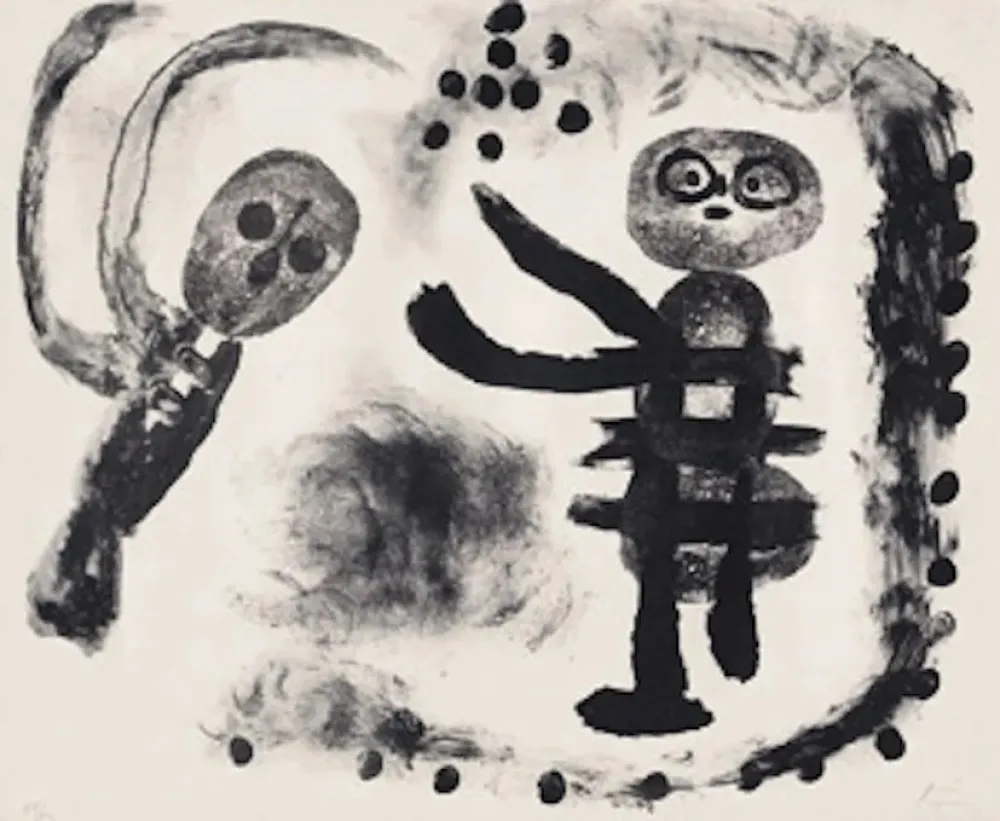 石版画 Miró - Petite fille au bois