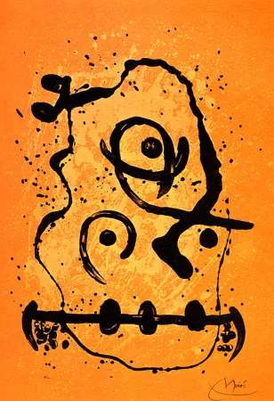 石版画 Miró - Polyglotte Orange