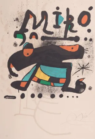 石版画 Miró - Poster for the exhibition '100 sculptures'