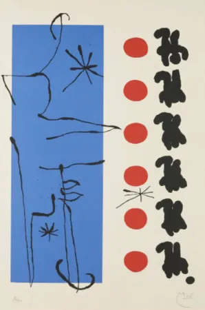 石版画 Miró - Rouge et Bleu