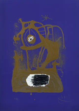 石版画 Miró - Tempête indigo (La) 