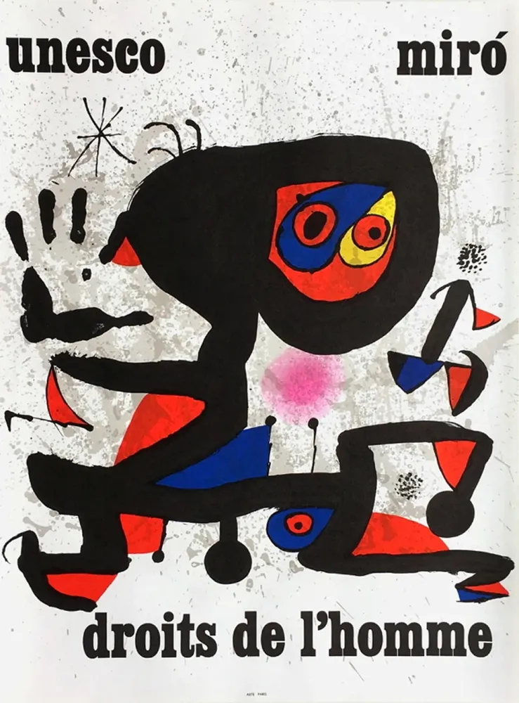 海报 Miró - UNESCO - DROITS DE L'HOMME -MIRO. Affiche originale de 1974.