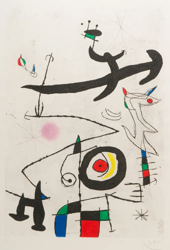 金刚砂版画 Miró - Village D'Oiseaux, (Village of the Birds), 1969