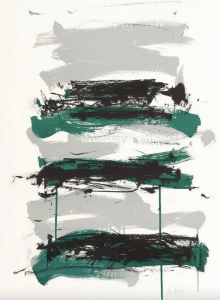 石版画 Mitchell - Champs - Black, Grey and Green