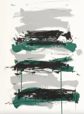 石版画 Mitchell - Champs - Black, Grey and Green