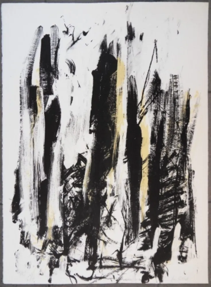 石版画 Mitchell - Les arbres en jaune