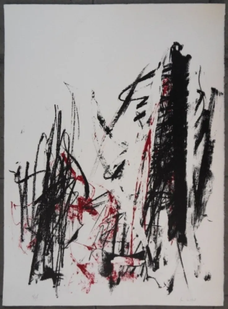 石版画 Mitchell - Les arbres en rouge
