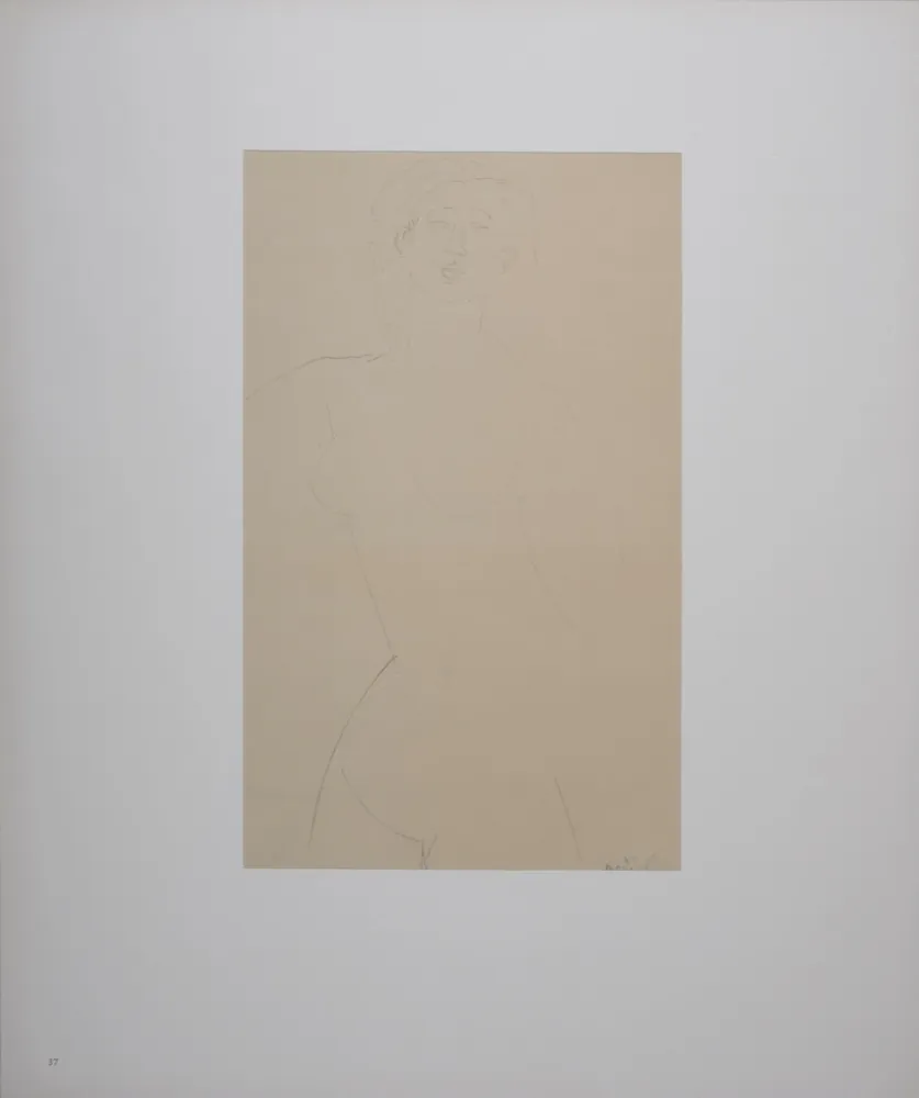 石版画 Modigliani - Femme nue aux cheveux bouclés