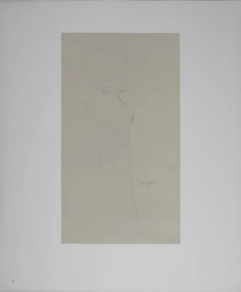 石版画 Modigliani - Portrait of Man