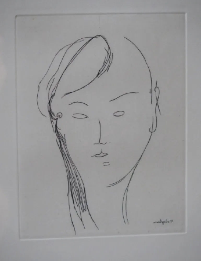 版画 Modigliani - Visage de femme (1920)