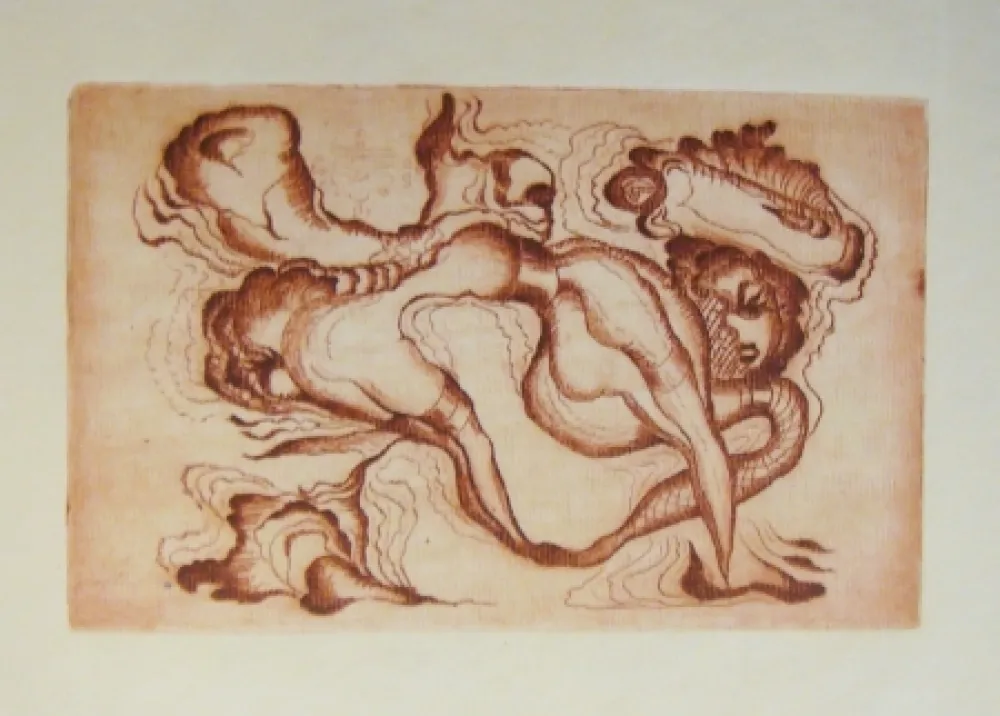 版画 Molinier - Sans titre rouge