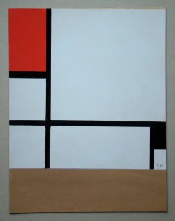 镂版印刷 Mondrian - Compositie met rood