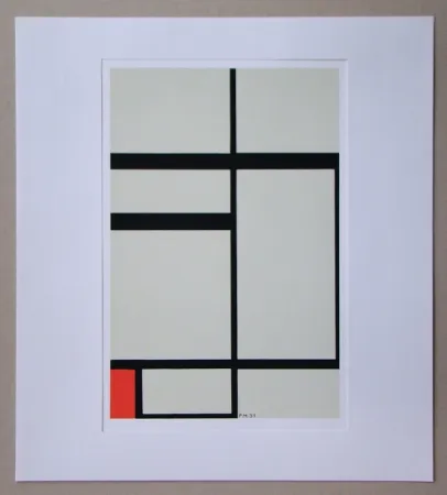 丝网印刷 Mondrian - Compositie met rood - 1931