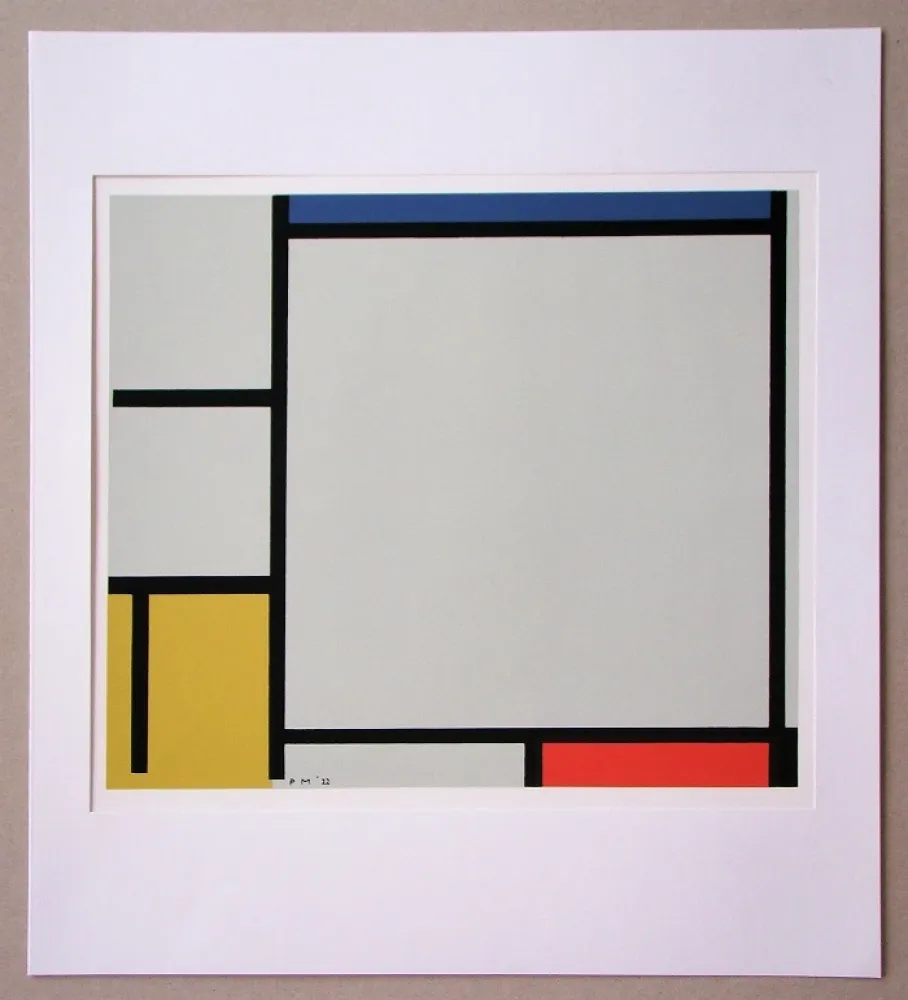 丝网印刷 Mondrian - Compositie met rood, geel en blauw - 1922