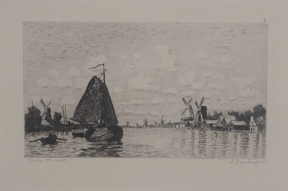 蚀刻版画 Monet - Moulins en Hollande