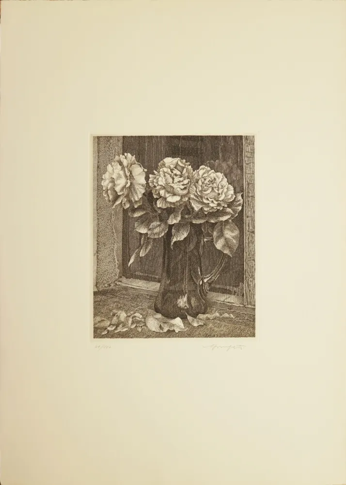 蚀刻版画 Mongatti - Fiori nel vaso