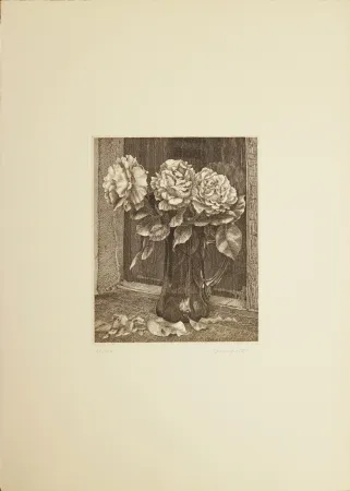 蚀刻版画 Mongatti - Fiori nel vaso