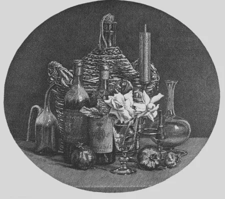 蚀刻版画 Mongatti - I fiori nel bicchiere