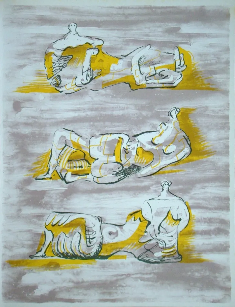 石版画 Moore - Figures allongées