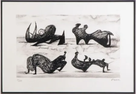 石版画 Moore - Four silhouette figures