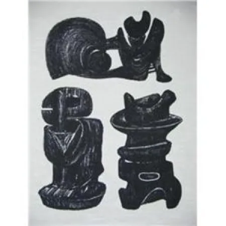 石版画 Moore - La Poésie Three Sculptural Forms