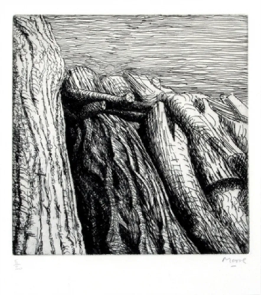 版画 Moore - Log pile III