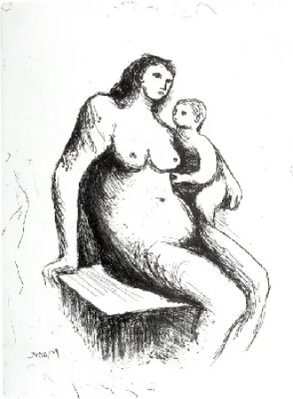 版画 Moore - Mother and Child V