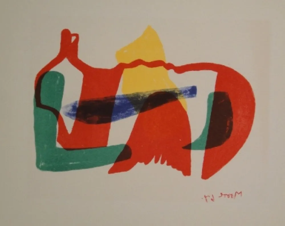 石版画 Moore - Multicoloured Reclining Figure