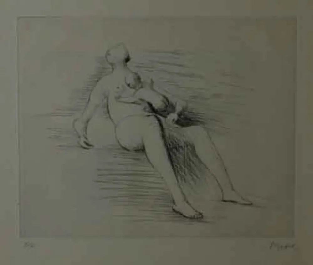 蚀刻版画 Moore - RECLING MOTHER AND CHILD II