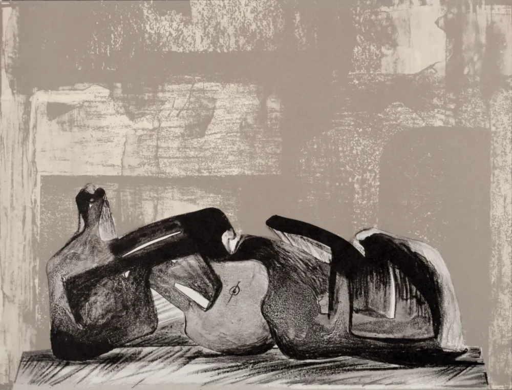 石版画 Moore - Reclining Figure Interior Setting I, 1977
