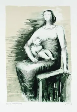 石版画 Moore - Seated Mother & Child