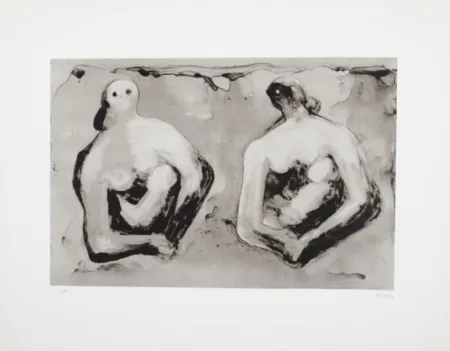 石版画 Moore - Sisters with Children (C. 544)