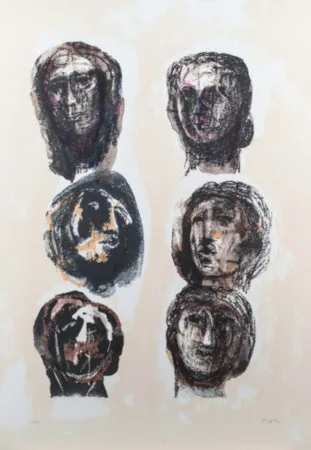 石版画 Moore - Six Heads Olympians