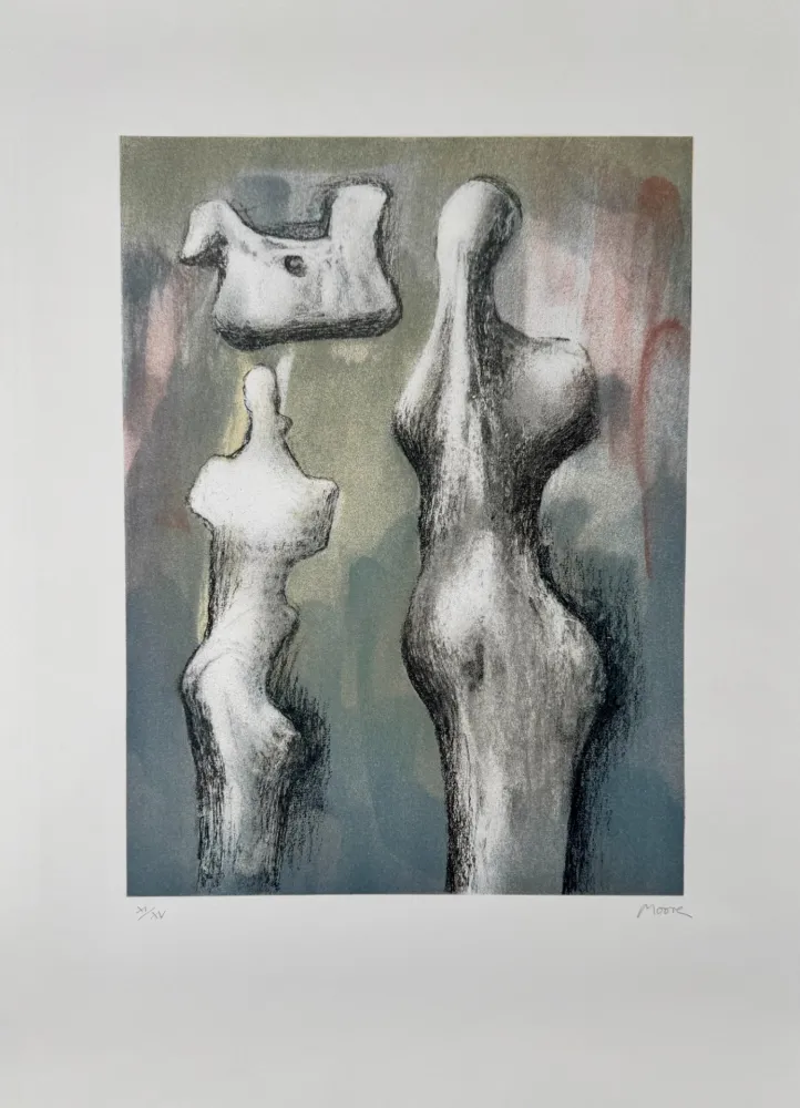 石版画 Moore - Three Sculptures Ideas 