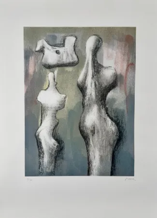 石版画 Moore - Three Sculptures Ideas 