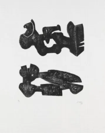 石版画 Moore - Two black forms