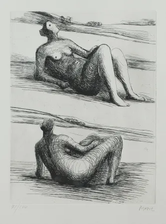 蚀刻飞尘法 Moore - Two reclining figures