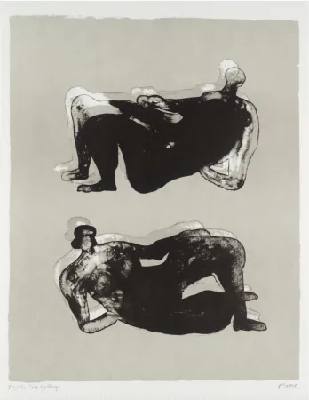 石版画 Moore - Two Reclining Figures
