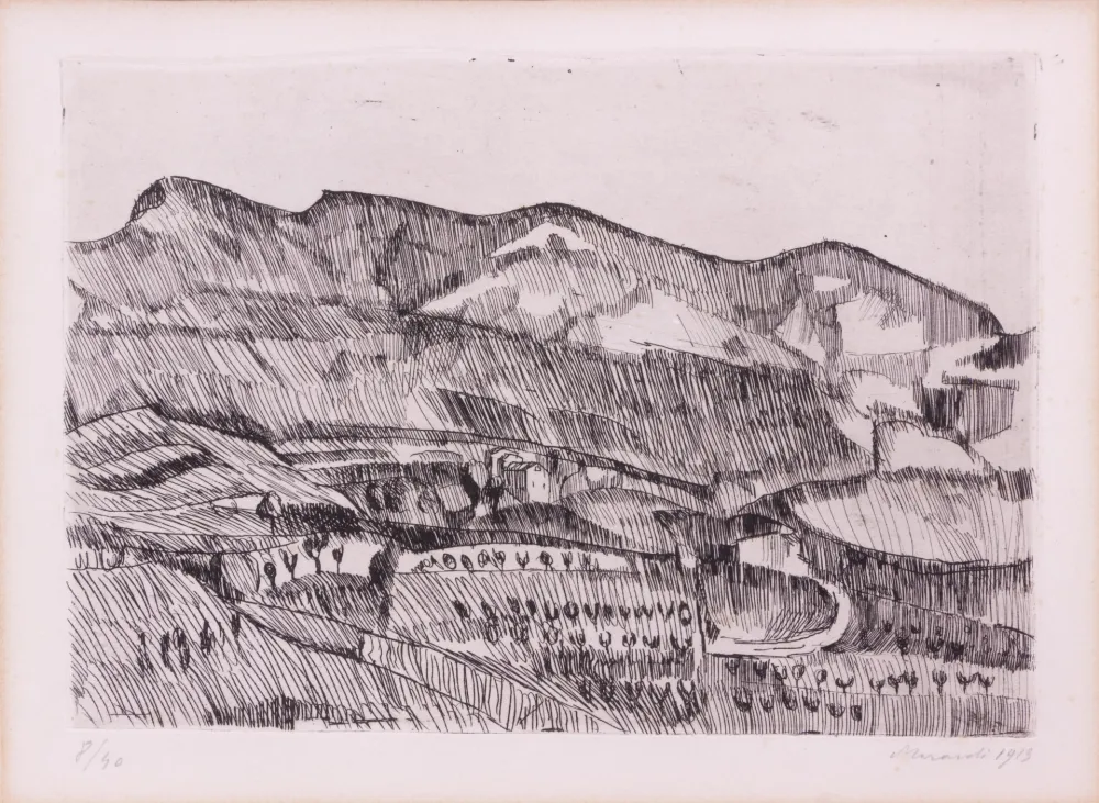 蚀刻版画 Morandi - PAESAGGIO GRIZZANA