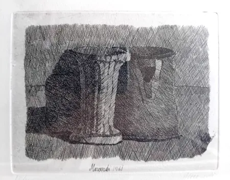 蚀刻版画 Morandi - Piccola natura con tre oggetti
