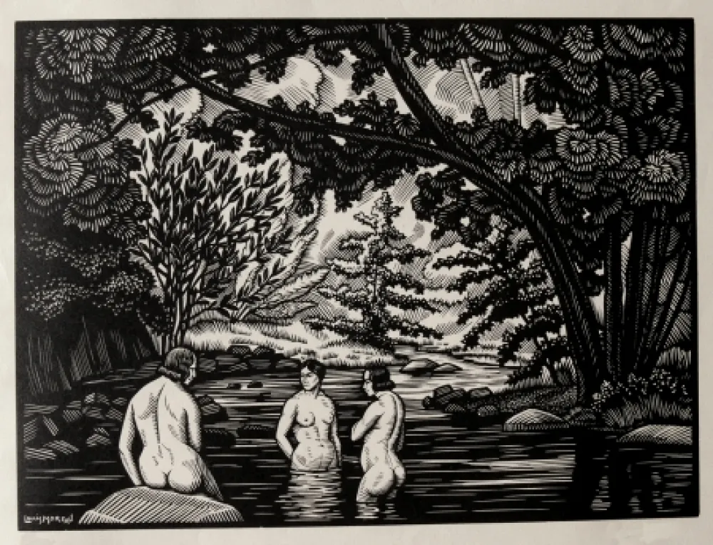木刻 Moreau - LES BAIGNEUSES / BATHERS - Gravure s/bois / Woodcut - 1912