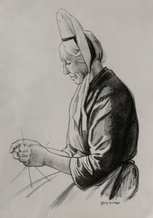 石版画 Moreau - PAYSANNE BRETONNE / BRITTANY FARMER - France 1908