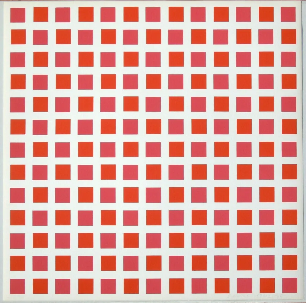 丝网印刷 Morellet - 1 carré rouge 1 carré orange