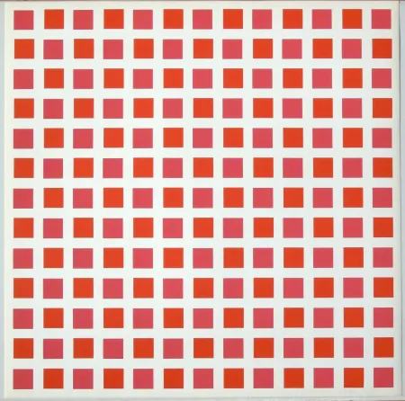 丝网印刷 Morellet - 1 carré rouge 1 carré orange