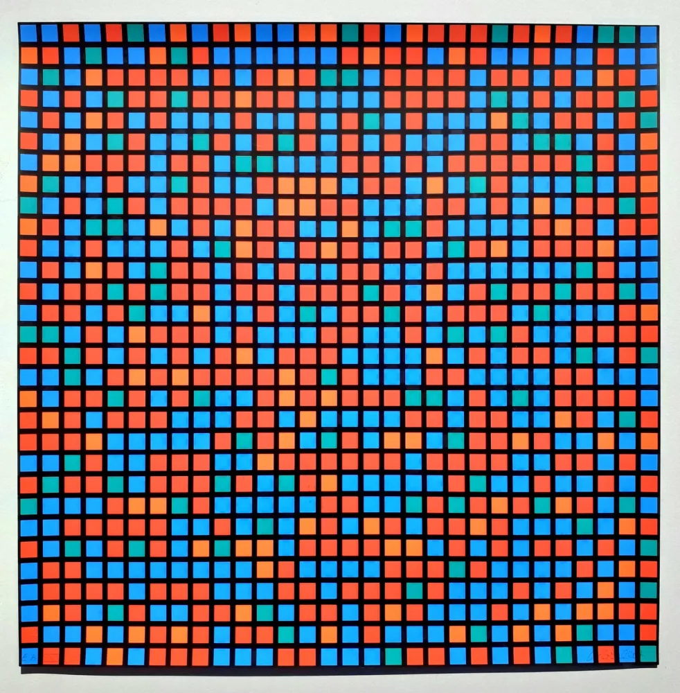 丝网印刷 Morellet - Chartres bleu rouge