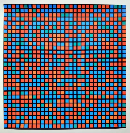 丝网印刷 Morellet - Chartres bleu rouge