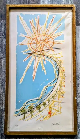 石版画 Moretti - Raymond Moretti - Hand-signed Original Lithograph, Cannes, '60s